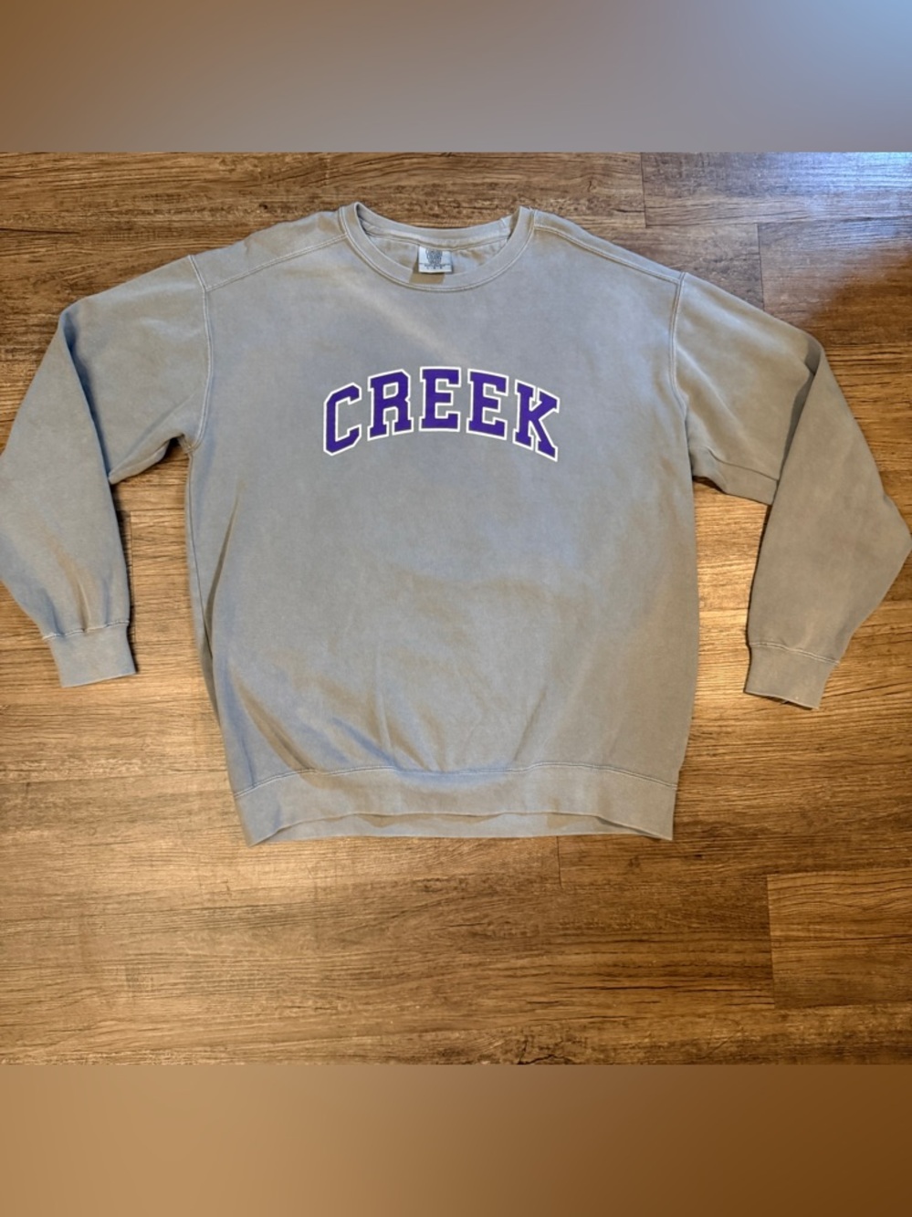 Comfort Colors Crewneck Sweatshirt with Purple Creek Lettering
